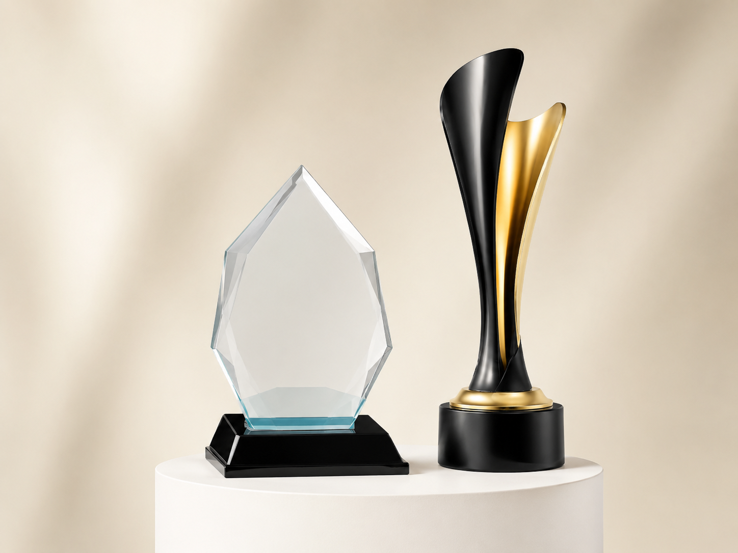 Crystal plaque and premium trophy awards