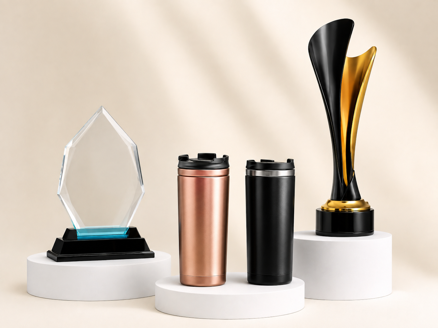 Plaque, tumblers and trophy for special orders
